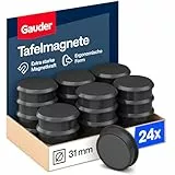 GAUDER Magnete für Magnettafel - Starke Whiteboard- und Kühlschrankmagnete - Runde Tafelmagnete für Büro, Schule & Haushalt (31 x 10 mm - 24 Stück - schwarz)