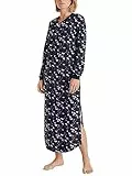 CALIDA Midnight Mushrooms Langarm-Nachthemd Damen, Länge 130cm, aus 100% Dicker Baumwolle