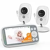 BOIFUN Babyphone mit 2 Kameras, VOX Nachtsicht Babyfon, Temperaturüberwachung, Gegensprechfunktion Video Überwachung mit 4 Zoll Digital IPS Bildschirm Wireless, Two-Way Audio, Wiegenlieder…