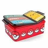 p:os Pokémon Brotdose Kinder mit Fächern - Auslaufsichere Bento Box Kinder für Kindergarten und Schule - Für Mädchen und Jungen, Rot