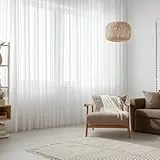 PONY DANCE Extra Breite 450 cm Vorhänge mit Kräuselband Weiße Voile Gardinen Transparent 245x450 cm (HxB) 1 Stück, Raumteiler Vorhang für Wohnzimmer/Schlafzimmer/Hotel, Modern und Luftig