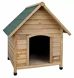 Kerbl Pet Hundehütte, Hundehaus, braun/grün, 85x73x80cm, Holz, wetterfest, Hunde, höhenverstellbare Füße, Bitumendach