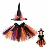 Magierin Hexenkostüm Mädchen Kinder Hexenhut Tutu Ballett Tanz Rock Halloween Hexenkleid Fasching Karneval Geburtstag Party
