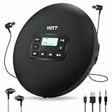 HOTT Tragbarer CD Player Kompakter Player Trockenbatterie-betriebener CD-Player mit Tastensperre/Anti-Skip/ASP-Stoßschutz Unterstützt Musikwiedergabe/Sprachenlernen (Schwarz)