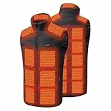 Beheizbare Weste Beheizte Weste für Männer/Frauen 2024 beheizte Weste mit 26 Heizelementen aus Kohlefaser 3 Temperaturstufen 4 Knopf Steuerung für Motorräder Angeln Outdoor Aktivitäten Weste Schwarz