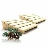 CozyNature® Sauna Kopfstütze | 2025 UPDATE - harzfrei | Rückenlehne aus hochwertigem finnischem Kiefernholz | 2er Set | 2in1 Sauna Zubehör | 100% handgefertigt aus nachhaltigem Holz | Wärmebehandelt