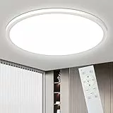 Bowfar LED Deckenleuchte, 24W Rund Deckenlampe Flach mit Fernbedienung Dimmbar 3000K-6500K, Modern Badlampe Ultra Dünn 2.1CM Schlafzimmer Lampe für Wohnzimmer Kinderzimmer Küche Badezimmer Ø29cm