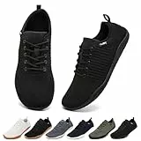Geweo Barfußschuhe Herren Barfuß Sneaker Barfuss Schuhe Männer Barfussschuhe Sommer Barefoot Shoes Laufschuhe Turnschuhe Fitnessschuhe Schwarz 45