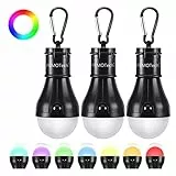 PEMOTech Camping Zubehör,[2025 Aufgerüstet] RGB Campinglampe (3 Stück/7 Leuchtmodi)Festival Zubehör,Party Atmosphäre Camping Licht Mit Clip-Haken,für Camping/Wandern/Backpacking/Angeln/Outage