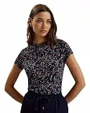 Remanaa, enganliegendes T-Shirt mit Herzmuster, Navy, XXL