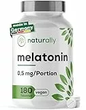 naturally Melatonin Tabletten [180 vegane Mini-Tabletten] – 0,5mg Melatonin pro Tagesdosisert, laborgeprüft, ohne Zusatzstoffe