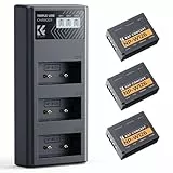 K&F CONCEPT NP-W126 NP-W126S Akku(3er-Pack) und verbessertes 3-Fach-Ladegerät, kompatibel mit Fujilm x Half AKKU XM5, X100VI, X100V, XS10, XT30, XT30 II, XT20, XE4, XE5,A5 Kameras