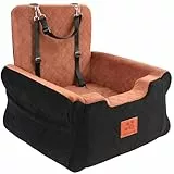 GL GLENSLAVE Hunde-Autositze für kleine bis mittelgroße Hunde, Erhöhter Hunde-Booster-Sitz mit Memory-Schaum, Abnehmbarer & waschbarer Autositz für Haustiere (Schwarz/Braun)