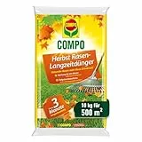 Herbstrasendünger mit Kalium - 10kg für 500m² - Stärkt den Rasen für den Winter - 3 Monate Langzeitwirkung – Gesunder Rasen statt Moos und Unkraut - Streuwagen geeignet 10kg