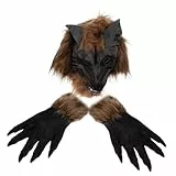 STOBOK 1 Satz Werwolf- Maskenhandschuhe Wolfskopfmaske Gruselige Tiermaske Erwachsene Cosplay Klauenhandschuhe Werwolf Streichmaske masken Halloween