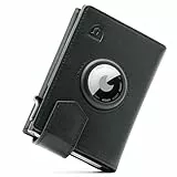LORZOR® Design für Airtag Wallet, Slim Wallet mit Münzfach, Geldbörse Herren echtem Leder, RFID Blocker Portemonnaie, Portmonee Herren kartenetui Platz für 10 Karten, Geldbeutel (schwarz)