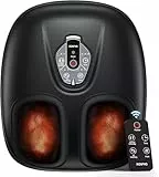 RENPHO Tragbar Fußmassagegerät mit Wärme, Fussmassagegerät Elektrisch, 3D Kneten, Rollen und Luftkompression, 3 Intensität für müde Muskeln und Fußsohlen, Vatertagsgeschenk für Papa,Schwarz