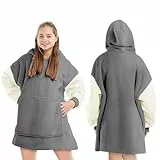 KEPLIN Übergroßer Kapuzenpullover, thermischer, weicher und bequemer Überwurf, mit Sherpa-Futter, großer Tasche und elastischen Ärmelbündchen, Einheitsgröße, lang (152 x 127 x 99 cm)