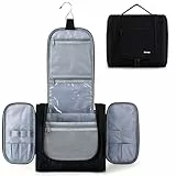 Narwey Groß Kulturtasche zum Aufhängen Damen Gross, Groß Kulturbeutel Waschtasche für Herren Kinder, Make up Cosmetic Essentials Bag für Travel Accessoires (Schwarz)