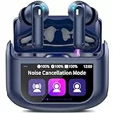 Thunelec Touchscreen Bluetooth Kopfhörer, In Ear Kopfhörer Kabellos Bluetooth 5.4 mit ANC+ENC Noise Cancelling Mic, 48Std Spielzeit Tiefer Bass Earbuds mit 5 EQ-Modi/IPX7 Wasserdicht Ohrhörer Blau
