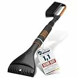 Upgrade4cars Eiskratzer Auto mit Besen Hochwertig & Stabil | Premium Schneebesen Lackschonend & Lang | Scheibenkratzer verstellbar inkl. Ergonomischer Griff & Bürste