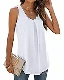 WIHOLL Tank Top Damen Sommer Locker T Shirt ärmellos V Ausschnitt Oberteile Blusen Tuniken Tshirt 2025 Weiß XL