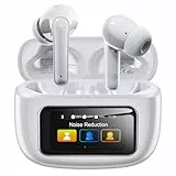 Kopfhörer Kabellos Bluetooth 5.4, In Ear Kopfhörer Bluetooth mit Touchscreen & 5 EQ Modi, Bluetooth Kopfhörer ANC/ENC Noise Cancelling, 8H Spielzeit, IPX7 Wasserdicht Sport & Gaming Kopfhörer, Weiß