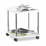 Relaxdays Beistelltisch rollbar, Allzweckwagen Holz, 4 Rollen, quadratischer Couchtisch, HxBxT: 41,5 x 40 x 40 cm, weiß