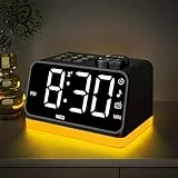 AFEXOA Digital Radiowecker mit 2 Ladestation für Handys, mit Licht, Dual-Wecker, 8 White Noise, Tischuhr mit UKW-Radio, LED Display 0–100% Dimmbar, Timer, Schlummer, Uhrenradio ohne Ticken