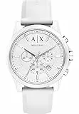 Armani Exchange Watch for Men, Quarz-Chronographenwerk und 44mm Gehäusegröße mit Silikonarmband, Weiß