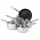 Russell Hobbs BW06572 Bratpfannen Kochtopf set - mit Glasdeckel, 5-teiliges induktions Kochgeschirr-Set, Topfset 16/18/20cm Pfannen,14cm Milchpfanne, 24cm Bratpfanne, Antihaft pfanneset