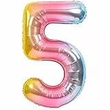 Luftballon 5. Geburtstag Zahl 5 Mehrfarbig Pastell XXL Riesen Folienballon 100cm Geburtstagsdeko Ballon Zahl Deko zum Geburtstag. Fliegt mit Helium.