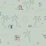 Komar Rapport Vliestapete - Disney Lilo and Stitch Beach Love - Größe 53 x 1005 cm, 1 Rolle, Rapport in der Höhe und Breite, Kinderzimmer, Tapete, Kinderzimmertapete, Fototapete