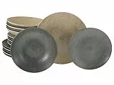 CreaTable, 21389, Serie Catania Mix, 18-teiliges Geschirrset für 6 Personen, Teller Set aus Steinzeug, spülmaschinen- und mikrowellengeeignet, Made in Portugal