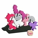 HABA Tier auf Tier Pink Edition – Stylisches Stapel- und Würfelspiel aus Holz mit 25 coolen Tieren, Wackelspaß für die ganze Familie – Für Kids ab 4 – 2012352001