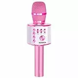 BONAOK Karaoke-Mikrofon - 3-in-1 Kabelloser Bluetooth-Mikrofon-Lautsprecher für Kinder & Zuhause, kompatibel mit Android-Geräten (Hellrosa)