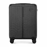 WITTCHEN Stripes Line | Kabinenkoffer 55 × 39 × 20 cm (M) | Hartschale ABS handgepäck Koffer 36 l, 4 Rollen 360° & Zahlenschloss | Handgepäck Tasche für Lufthansa/Eurowings/Ryanair | Farbe: Schwarz