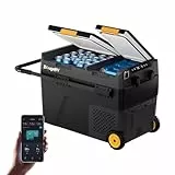BougeRV CRD2 V2.0 Kompressor Kühlbox 49L mit Gefrierfach Doppeltür Dualzonen Kühlbox Auto mit Rollen & Griff 12V/24V 230V Camping Kühlschrank Elektrische mit APP Steuerung, IPX4, -20℃~20℃ (2026 Neu)