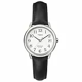 Timex Easy Reader Damen-Armbanduhr, 25 mm, schwarzes Lederband, Datumsfenster, Quarzuhr T2H331