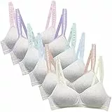 Adigau BHS für Mädchen Teenager Bra 6er Baumwolle Bralette Ohne Bügel Unterwäsche für Kinder Mädchen Sport-BH mit Verstellbarem Schultergurt D1 34