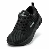 FitVille Damen Laufschuhe Weit Turnschuhe Atmungsaktiv Sportschuhe Leichte Joggingschuhe Sneaker Bequeme Walking Schuhe,Schwarz,38 EU,Weit
