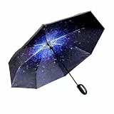 AKINOYAMA Regenschirm groß Sturmfest –Automatisches Öffnen/Schließen Golf Umbrella Karabinergriff für Herren und Damen (Sternenhimmel)