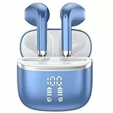 Bluetooth Kopfhörer, Kopfhörer Kabellos Bluetooth 5.4 In Ear Kopfhörer mit 4 ENC Noise Cancelling Mic, 40H Spielzeit mit LED, IP7 Wasserdicht in Ear Ohrhörer für Arbeit/Studium/Freizeit Blau