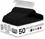 Utopia Home - Antirutsch-Kleiderbügel aus Samt - rutschfeste und strapazierfähige Kleiderbügel aus Samt - Stark genug, Jacken und Pullover zu halten (Schwarz, 50er-Pack)