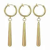 Aroncent Herren Zorro Ohrringe Set: 3 PCS Gold Ringförmige Edelstahl Clip On Ohrstecker Set ohne Ohrloch Anime Cosplay