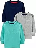 Simple Joys by Carter's Jungen Long-Sleeve, Pack of 3 T-Shirt-Set, Blau/Grau/Marineblau, 3-6 Monate (3er Pack)