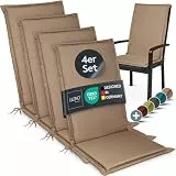 LILENO HOME Gartenstuhl Auflagen [4er Set - Hochlehner] in Taupe - Bequeme Liegen als Sitzauflagen für Gartenmöbel - Stuhlkissen für Gartenstühle und Klappstühle MIA