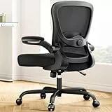 Marsail ergonomischer Bürostuhl mit 3D-Lendenstütze, Flip-Up Armlehnen, 90°–120° Kippverriegelung und dickem Sitzkissen, komfortabler Home-Office-Stuhl, bis 136 kg belastbar