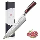 KEEMAKE Kochmesser Küchenmesser 20cm, Chefmesser Scharfe Messer aus Edelstahl mit Klingenschutz, Fleischmesser Chef Knife für Küchen Fleisch Gemüse und Fisch