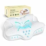 TESQ Ergonomisches Nackenkissen aus Memory-Schaum, 2 in 1 Nackenkissen zum Schlafen, für alle Arten von Schlaf, waschbarer Kissenbezug, 61 x 41 x 11, 5 cm